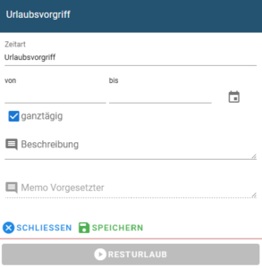 Urlaubsvorgriff Kalender Screenshot - Inconcepts Template