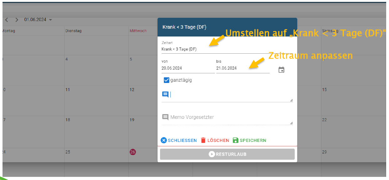 Anleitung Krankenstand unter 3 Tagen 2 - Inconcepts Template